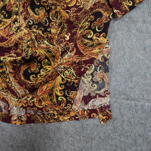 J. Jill Top Womens‎ Large Tunic Paisley Long Sleeve Crew Neck Gold Maroon Blouse - Picture 3 of 10